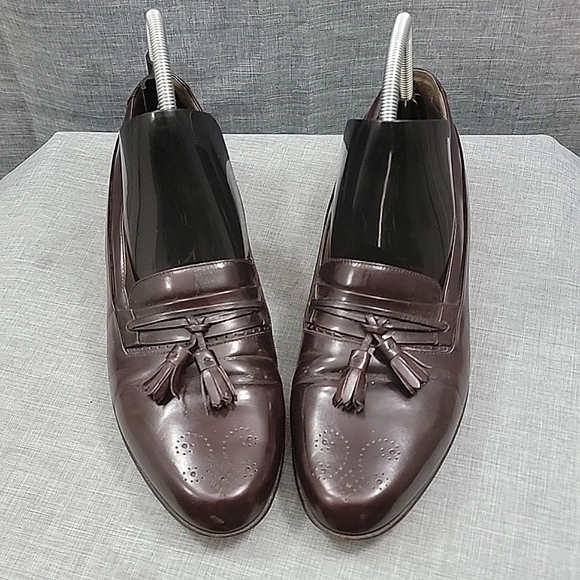 BALLY brown Italian leather tassel loafers slip-on Men's 10.5D (WIDE) - Picture 2 of 13